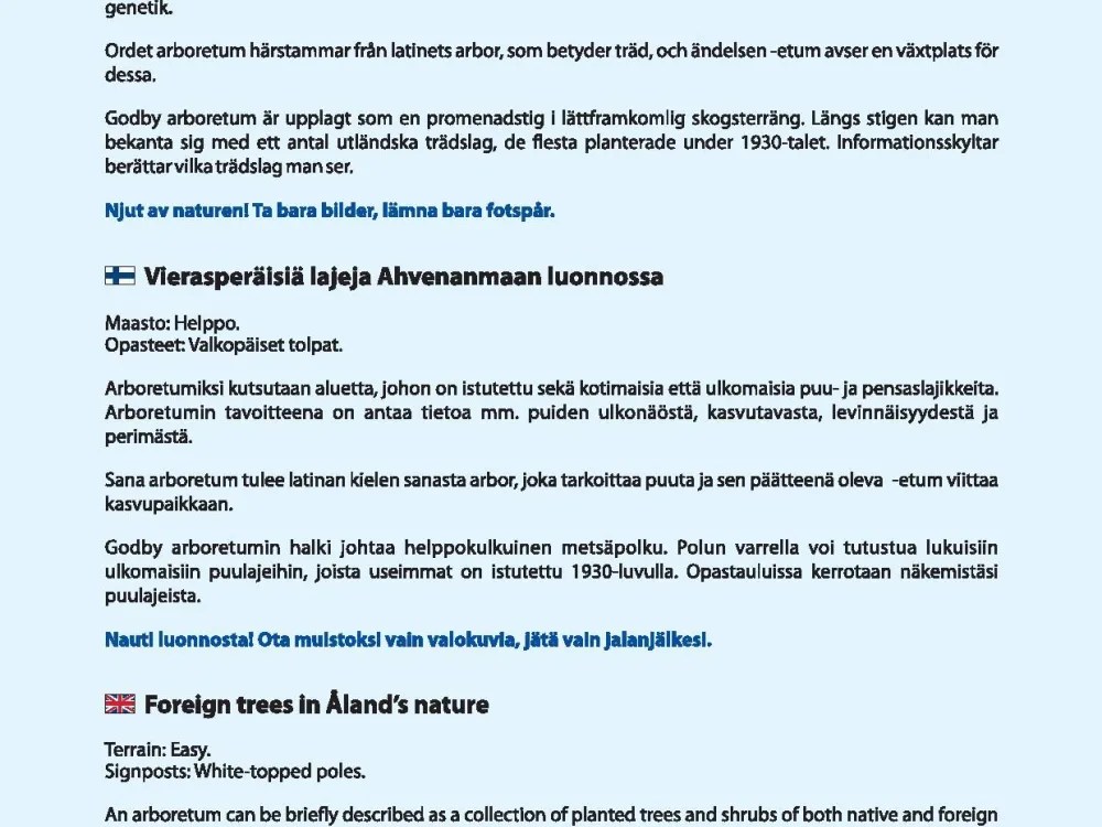 Godby Arboretum − vierasperäisiä lajeja Ahvenanmaan luonnossa